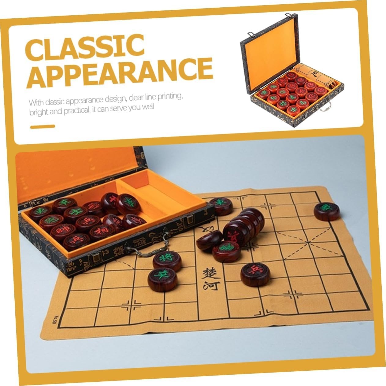 Chinese Chess Xiangqi Set Portable Wooden Board Travel Strategy Game