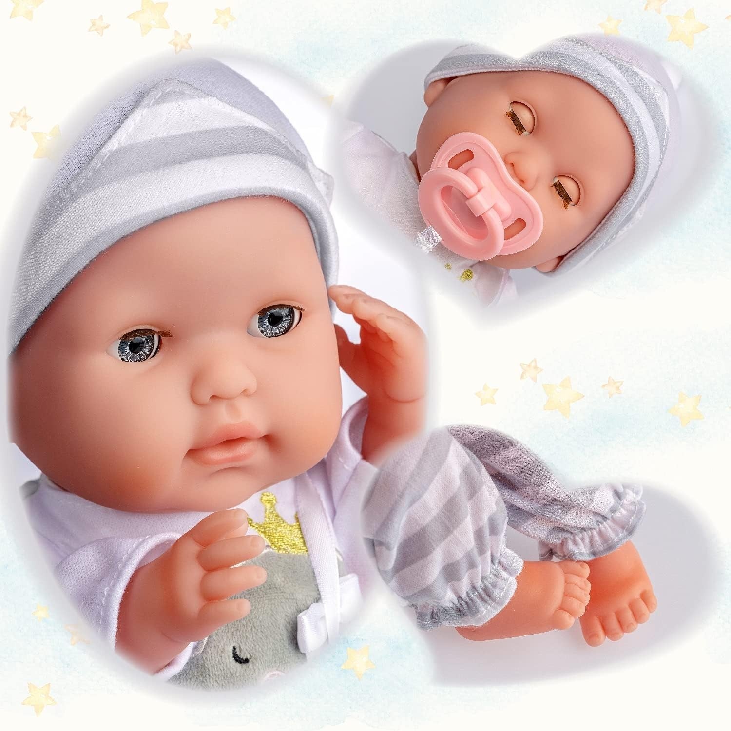 38cm Soft Body Baby Doll Sleepy Eyes Pacifier Bottle Set Kids