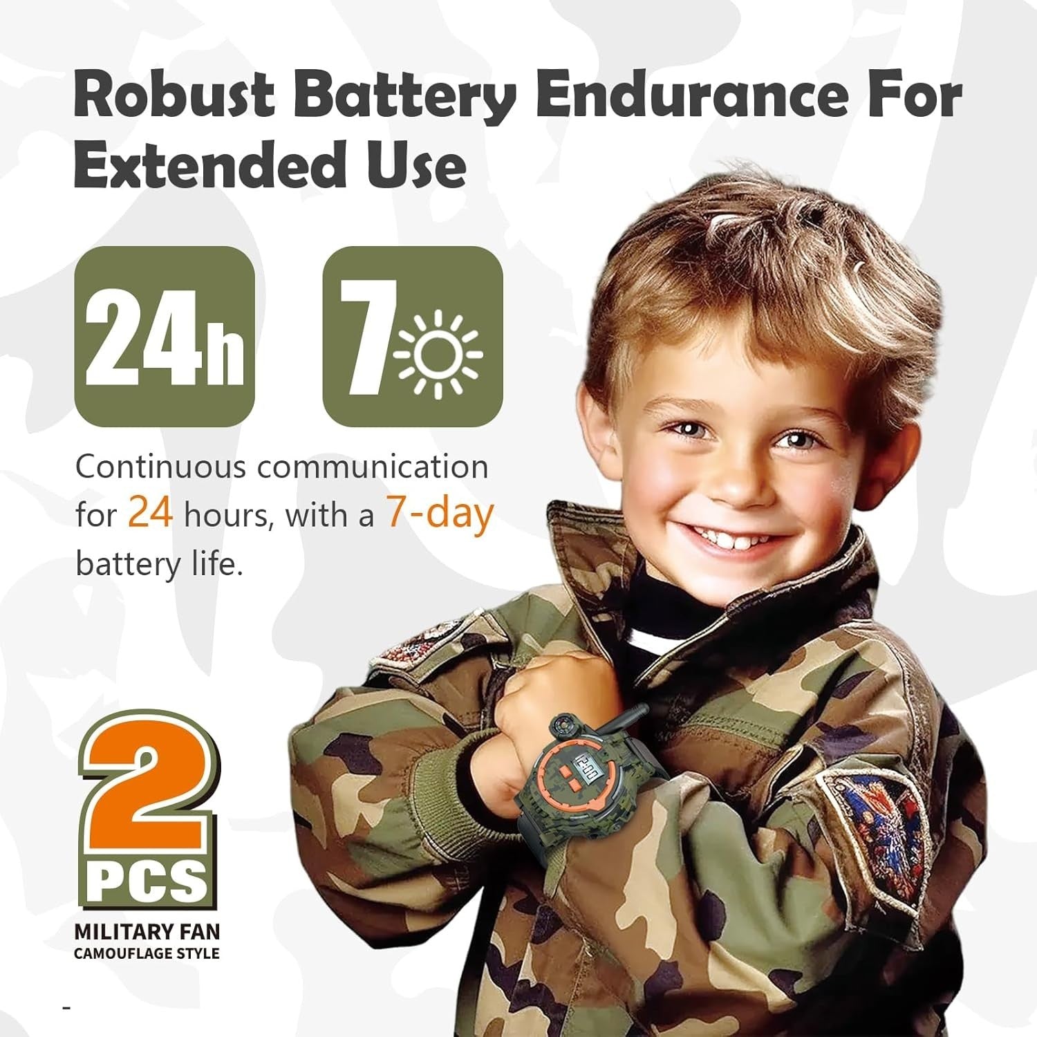 Kids Rechargeable Walkie Talkies 2 Pack Long Range Radio w Flashlight