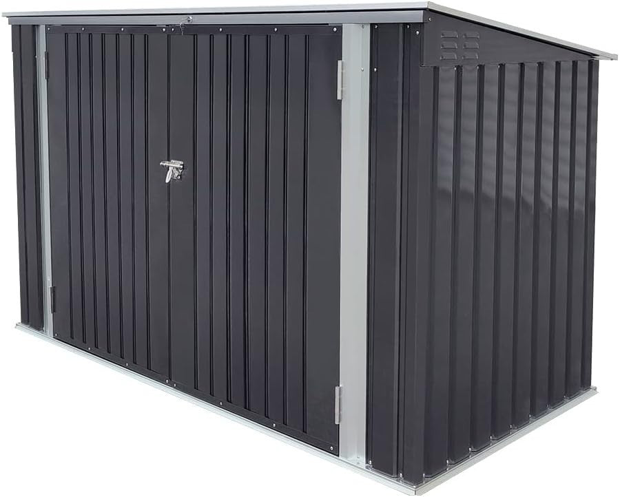 Outdoor Garden Shed Metal Storage Box D105xW210xH130cm Black