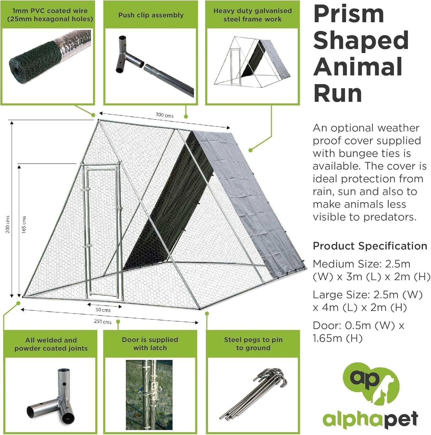 Large Walk In Chicken Run 2.5x3m Galvanised Steel Heavy Duty Cage