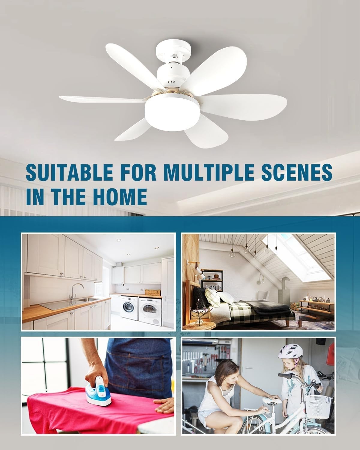 Screw-in Ceiling Fan Light, E27 LED, 3 Speeds, 3 Colors, Remote, Quiet