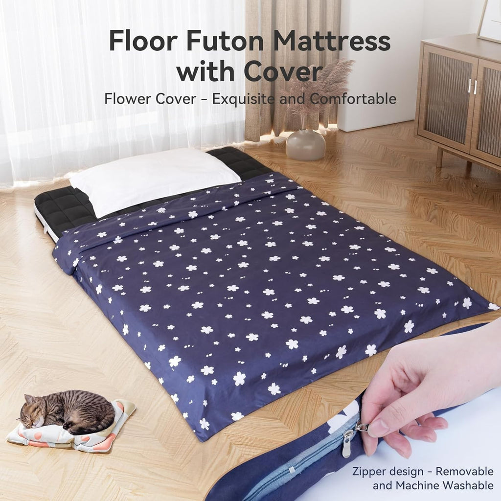 10cm Memory King Foam Foldable Futon Mattress | Portable Japanese Tatami Bed