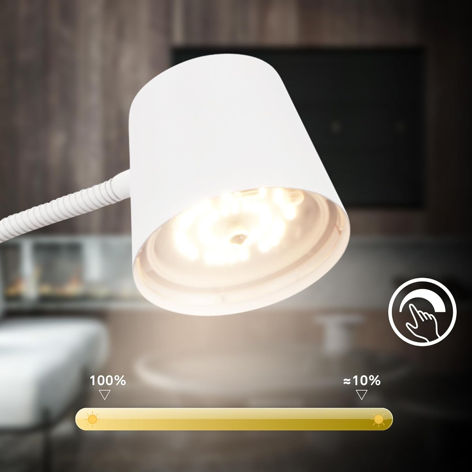 Cordless LED Floor Lamp Touch Control Dimmable Rechargeable Reading Light