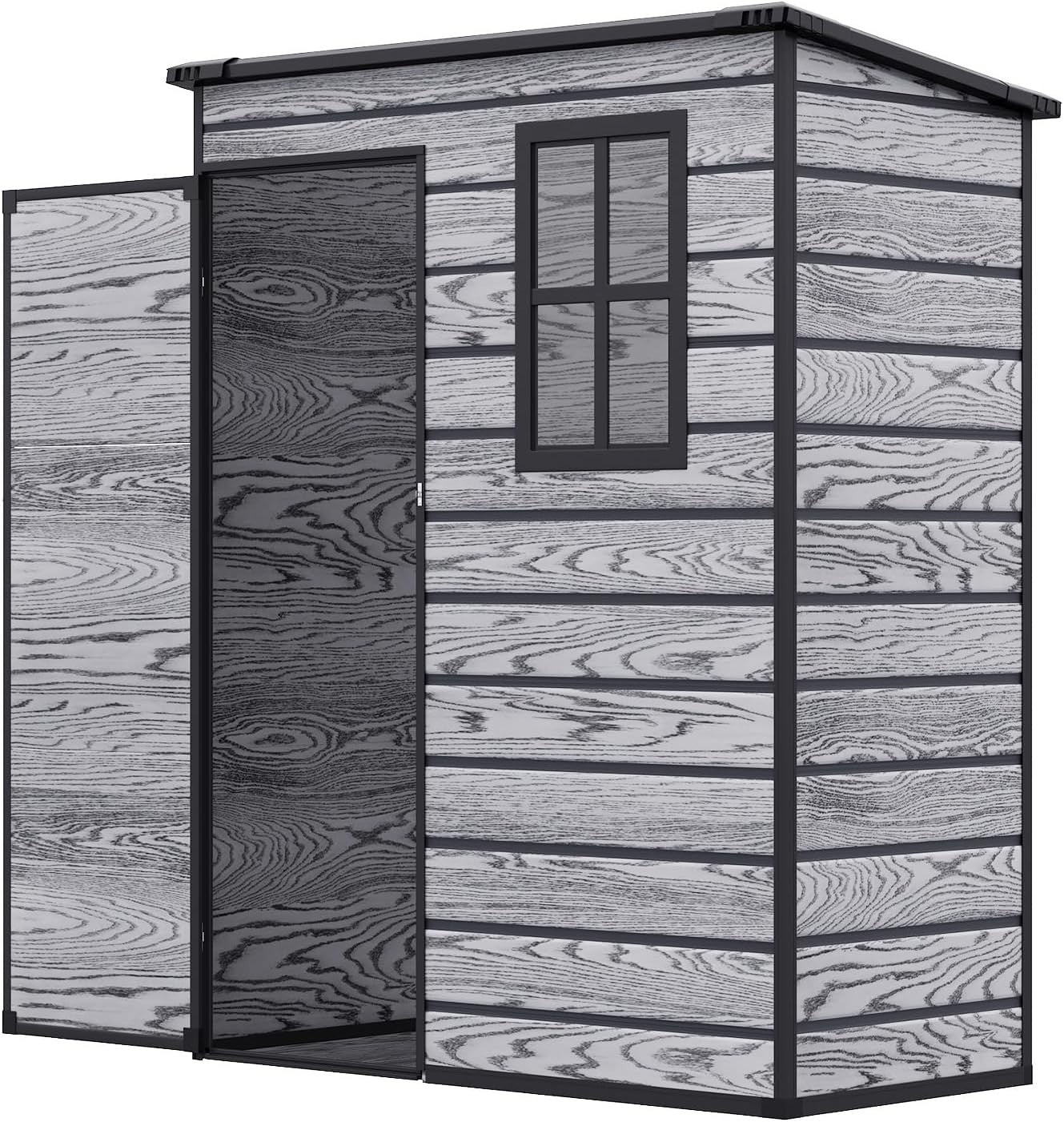 Plastic Garden Shed 4.6x2.6ft Outdoor Waterproof Storage with Floor & Window