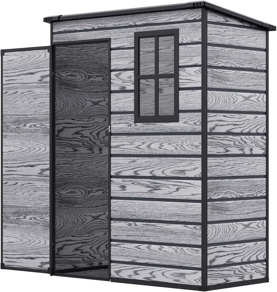 Plastic Garden Shed 4.6x2.6ft Outdoor Waterproof Storage with Floor & Window
