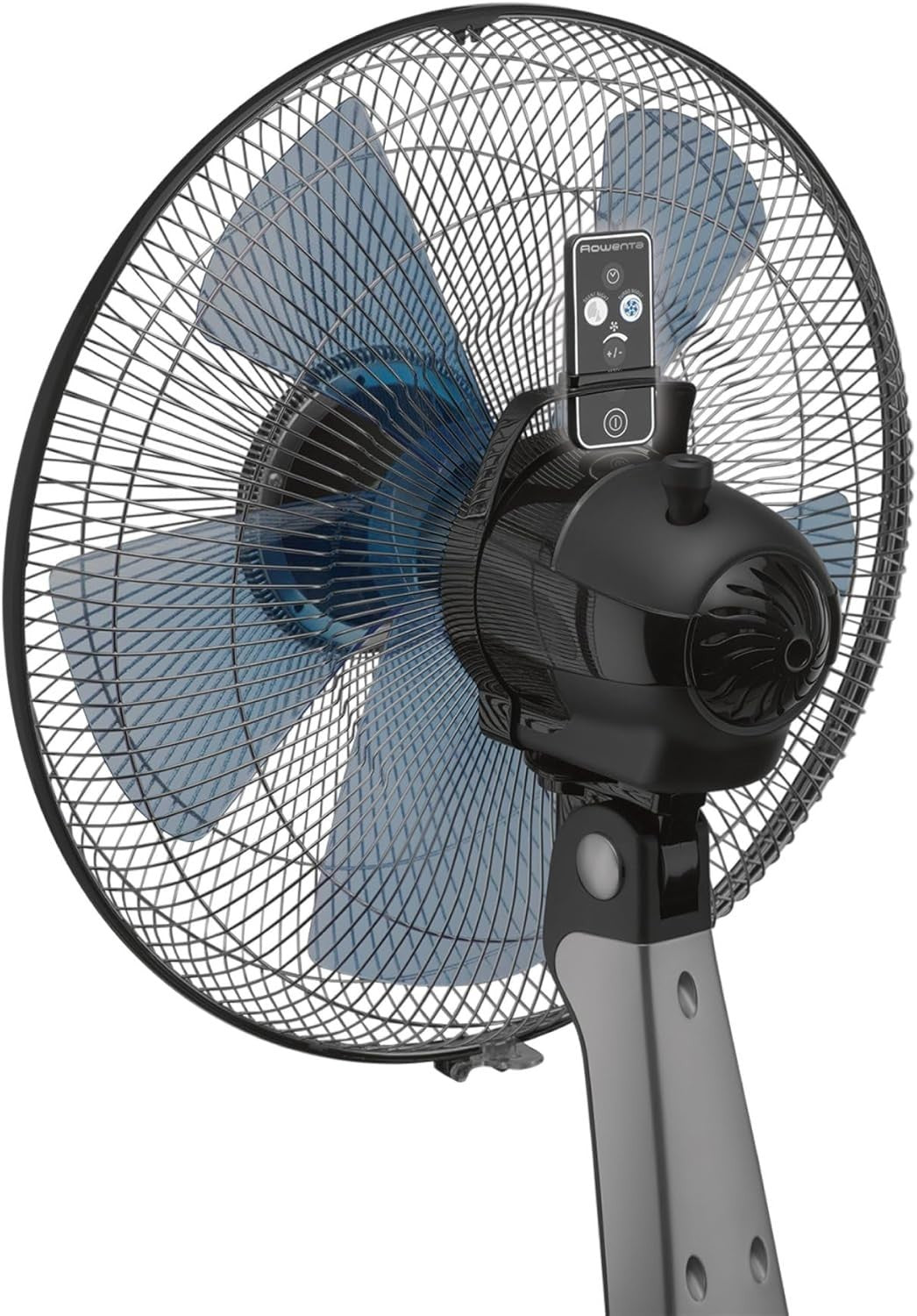 Quiet Turbo Table Fan – 5-Speed Remote Controlled Oscillating Desk Fan Silver