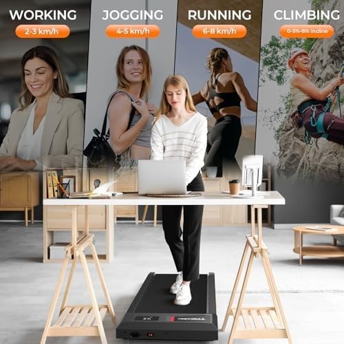 Walking Pad Treadmill 5–8% Incline 2.5HP w/ Handle Bar Under Desk Running 136KG