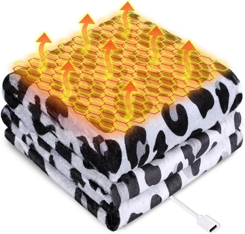 USB Heated Throw Blanket 50"x60" Portable Fleece 3 Heat Settings Travel Car Home