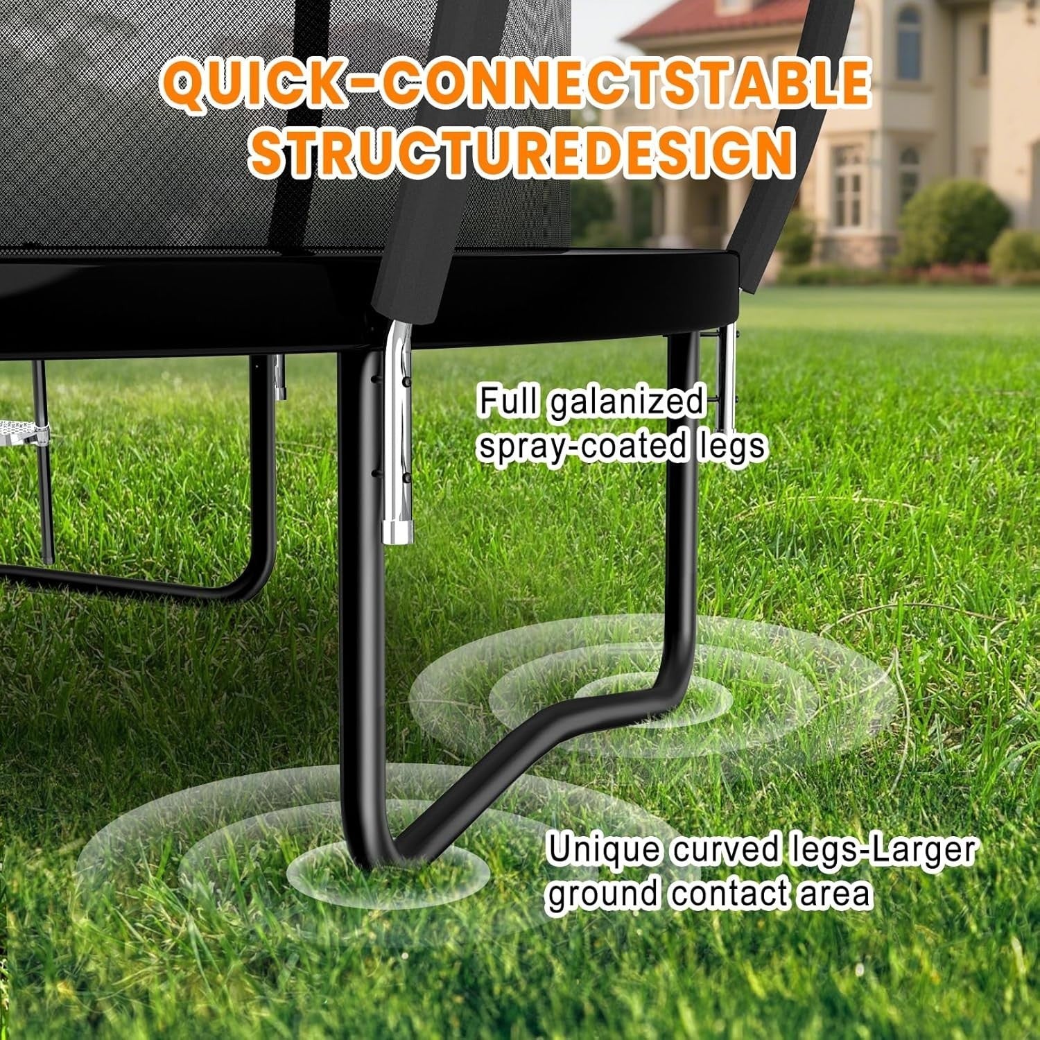 12FT Outdoor Garden Trampoline Safety Net Ladder Pumpkin Design 150KG