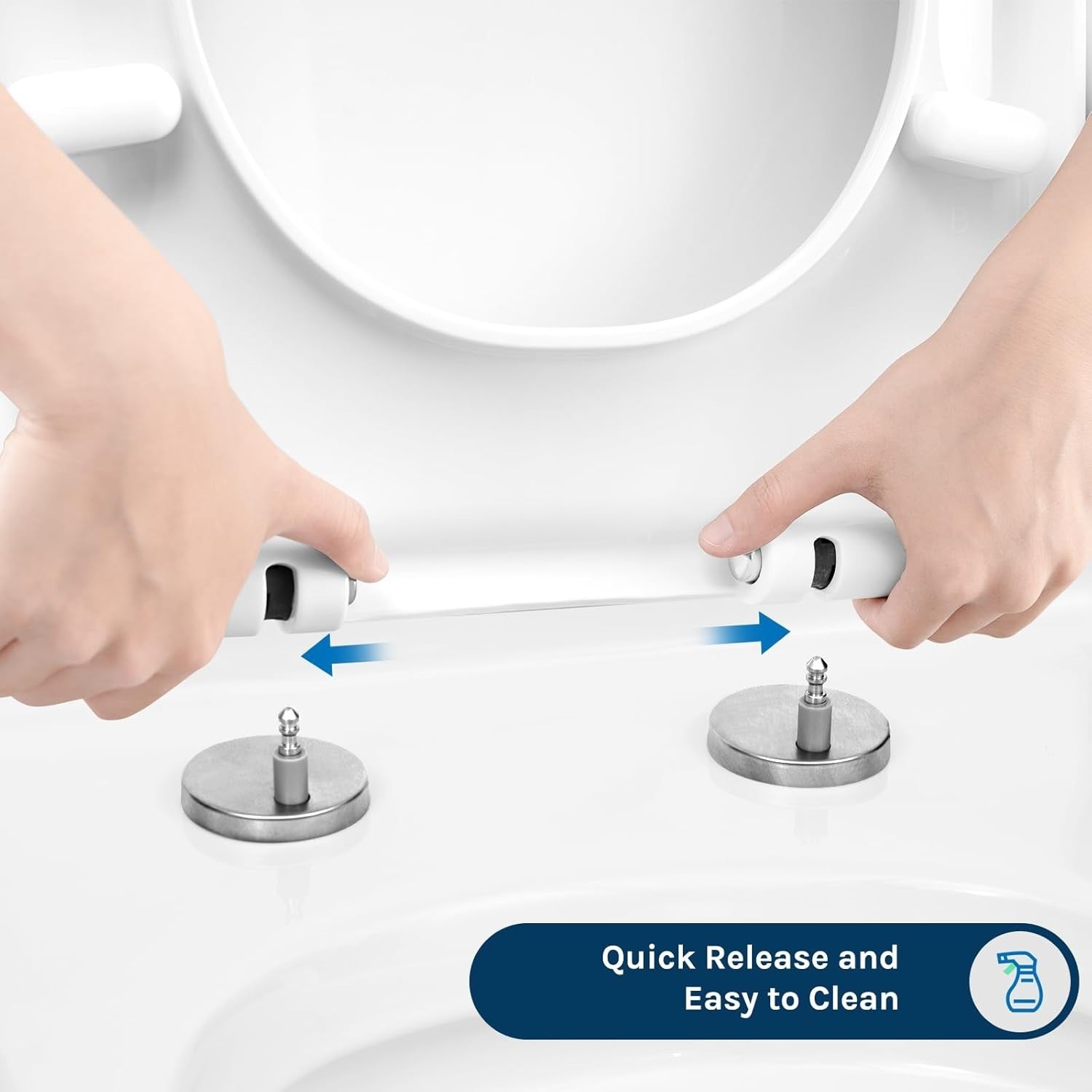 D-Shape Toilet Seat White Soft Close Quick Release Adjustable Hinge Top Fix