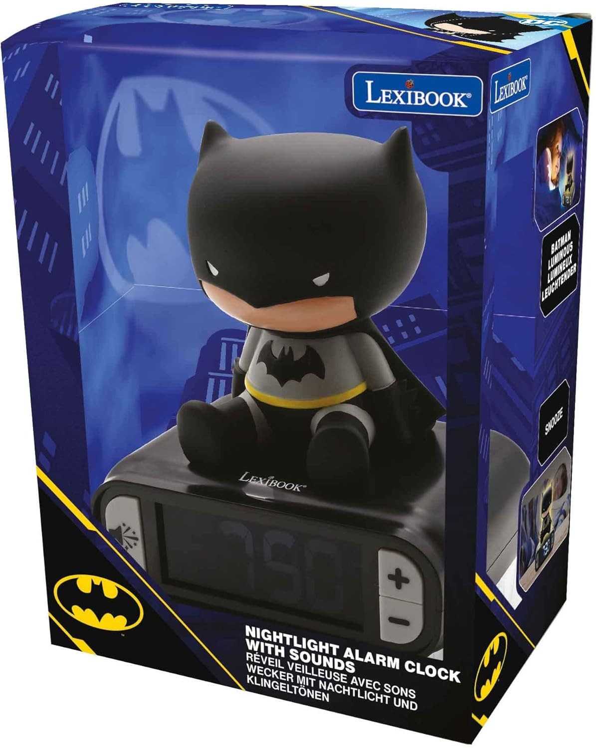 Kids Superhero Alarm Clock Night Light LED Display Snooze Sounds Bedroom
