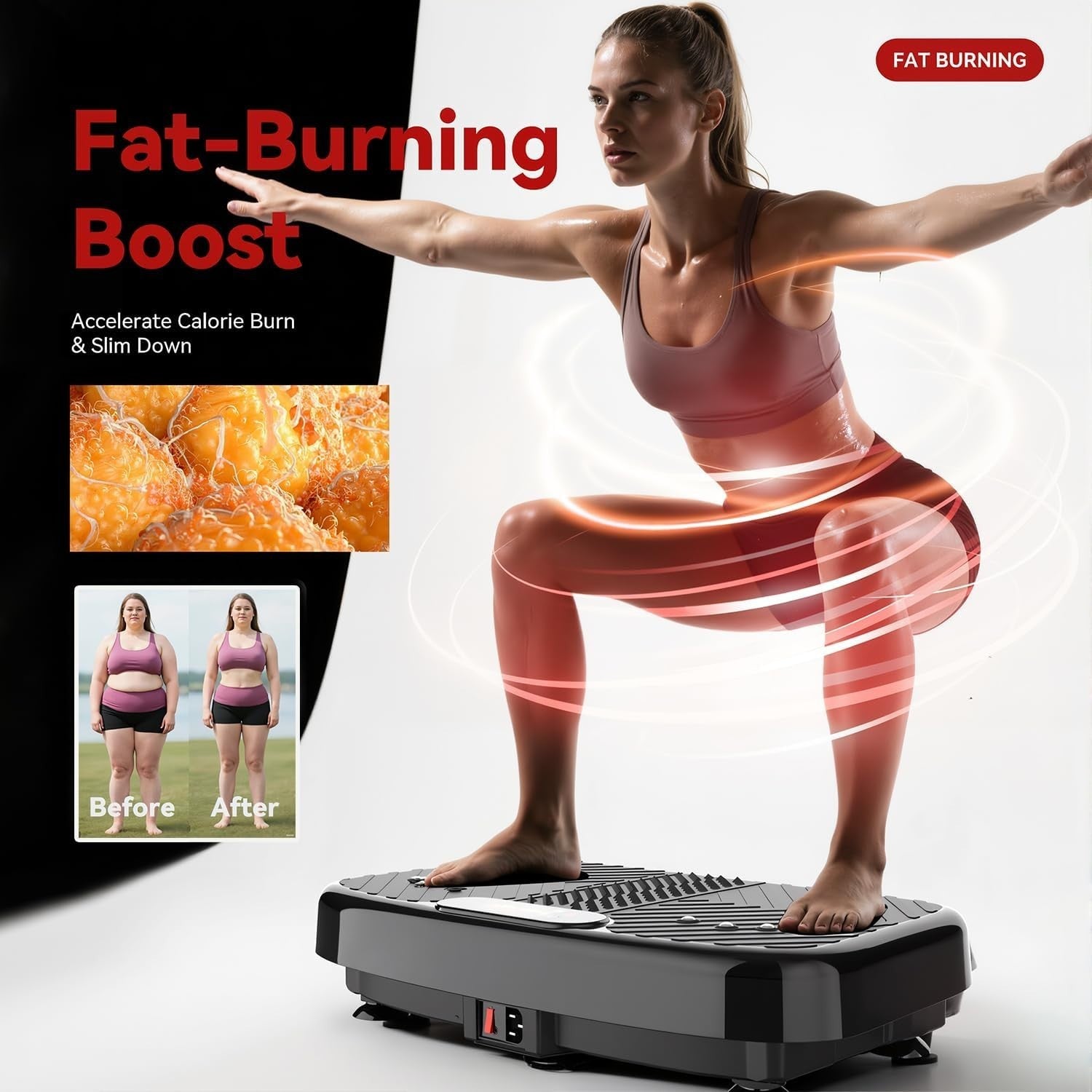 Vibration Plate Exercise Machine 199 Speeds Bluetooth 450LB Body Shaper