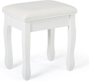 White Baroque Vanity Stool Soft Padded Dressing Table Chair 41x30x45cm