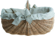 Indoor Wicker Log Basket with Handle, Rustic Jute Liner, Spacious Firewood Holde