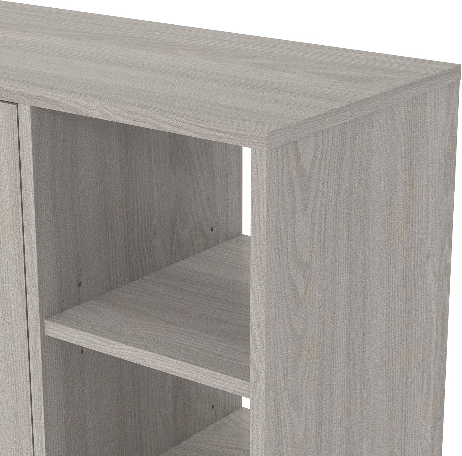 Warm Grey Oak 2-Door Shoe Cabinet 24-Pair Storage 79.6x35.3x119cm