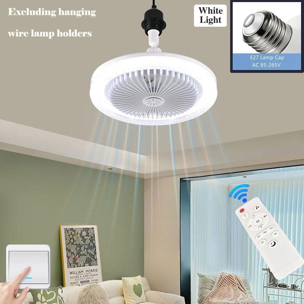 2-in-1 LED Ceiling Fan, 3 Speeds, 3 Color Temps, Dimmable, Remote, White