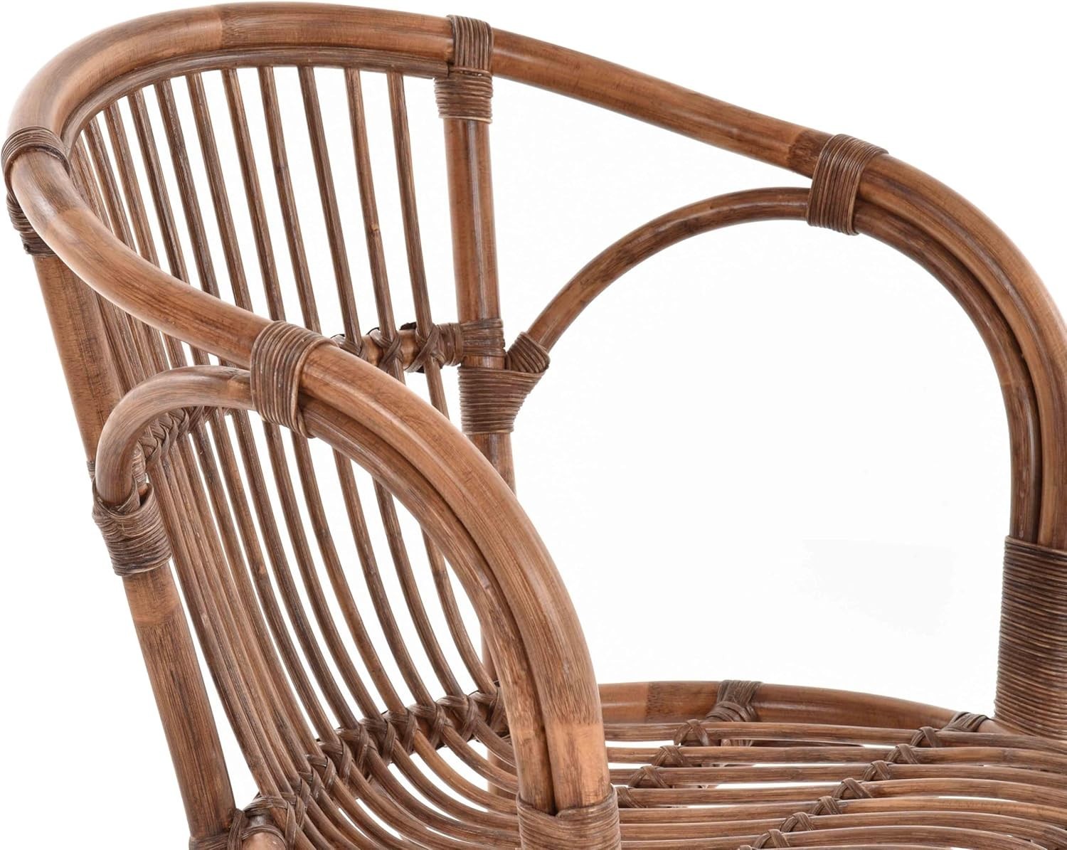 Scandinavian Wicker Chair Natural Rattan Armchair Brown Indoor Lounge Seat