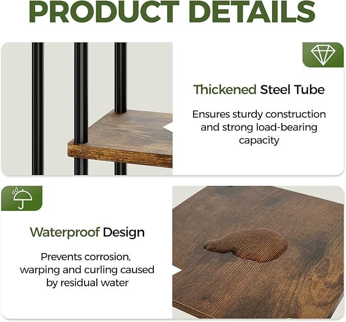 5 Tier Metal Plant Stand Indoor Outdoor Corner Flower Shelf Display Rack
