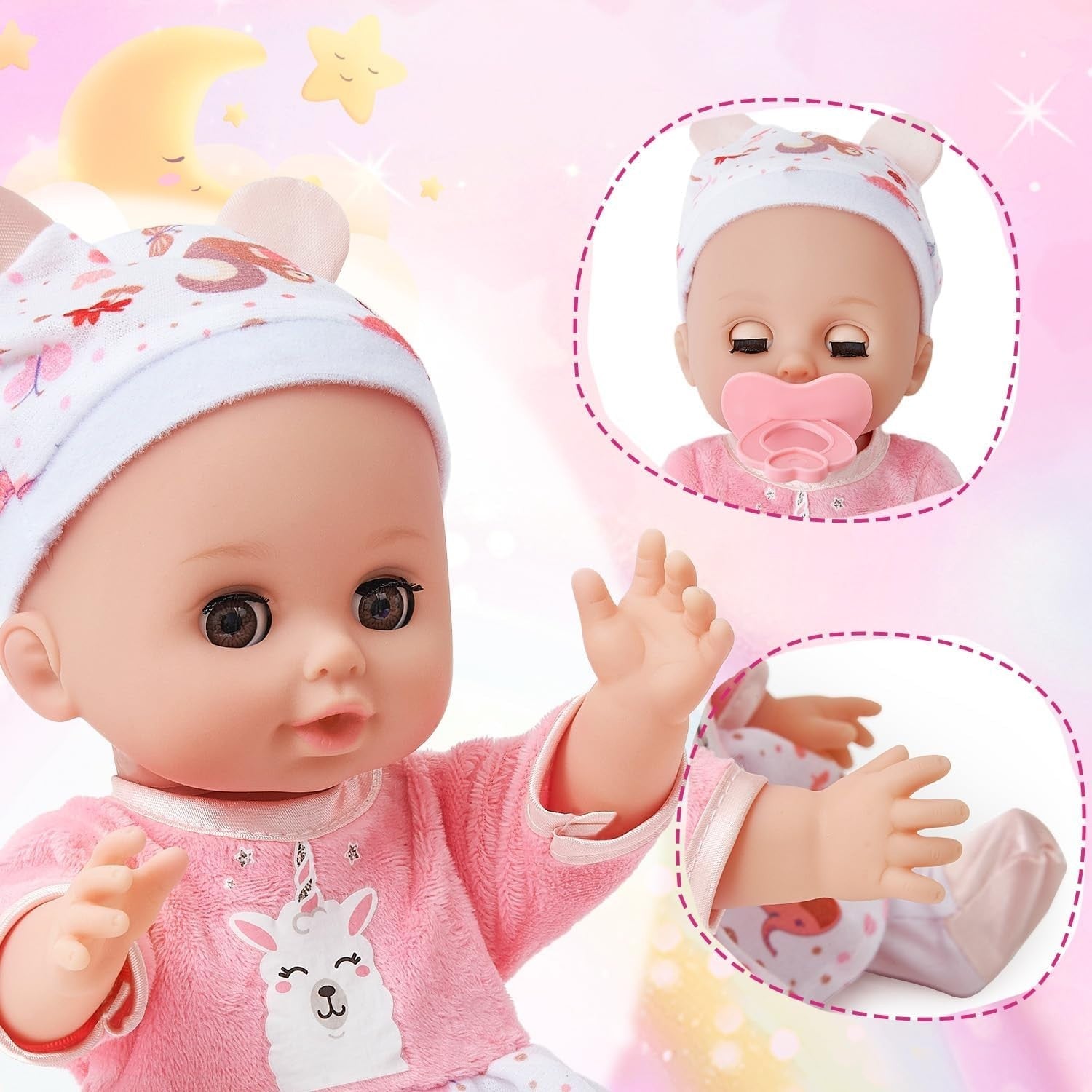 36cm Baby Doll Playset w Backpack Changing Bag Bath Feeding Toys