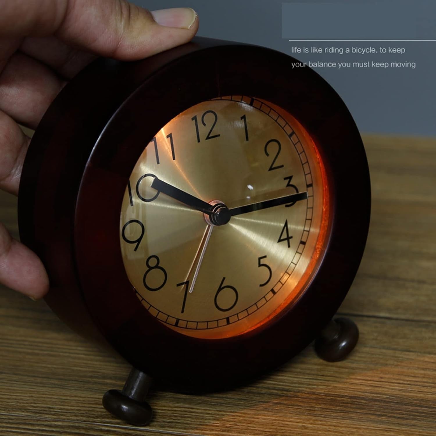 Silent Wooden Alarm Clock Night Light Small Bedside Clock for Heavy Sleepers