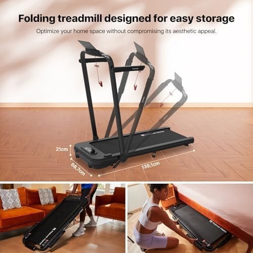 3-in-1 Folding Treadmill with Incline Smart AI Walking Pad Quiet Home Office