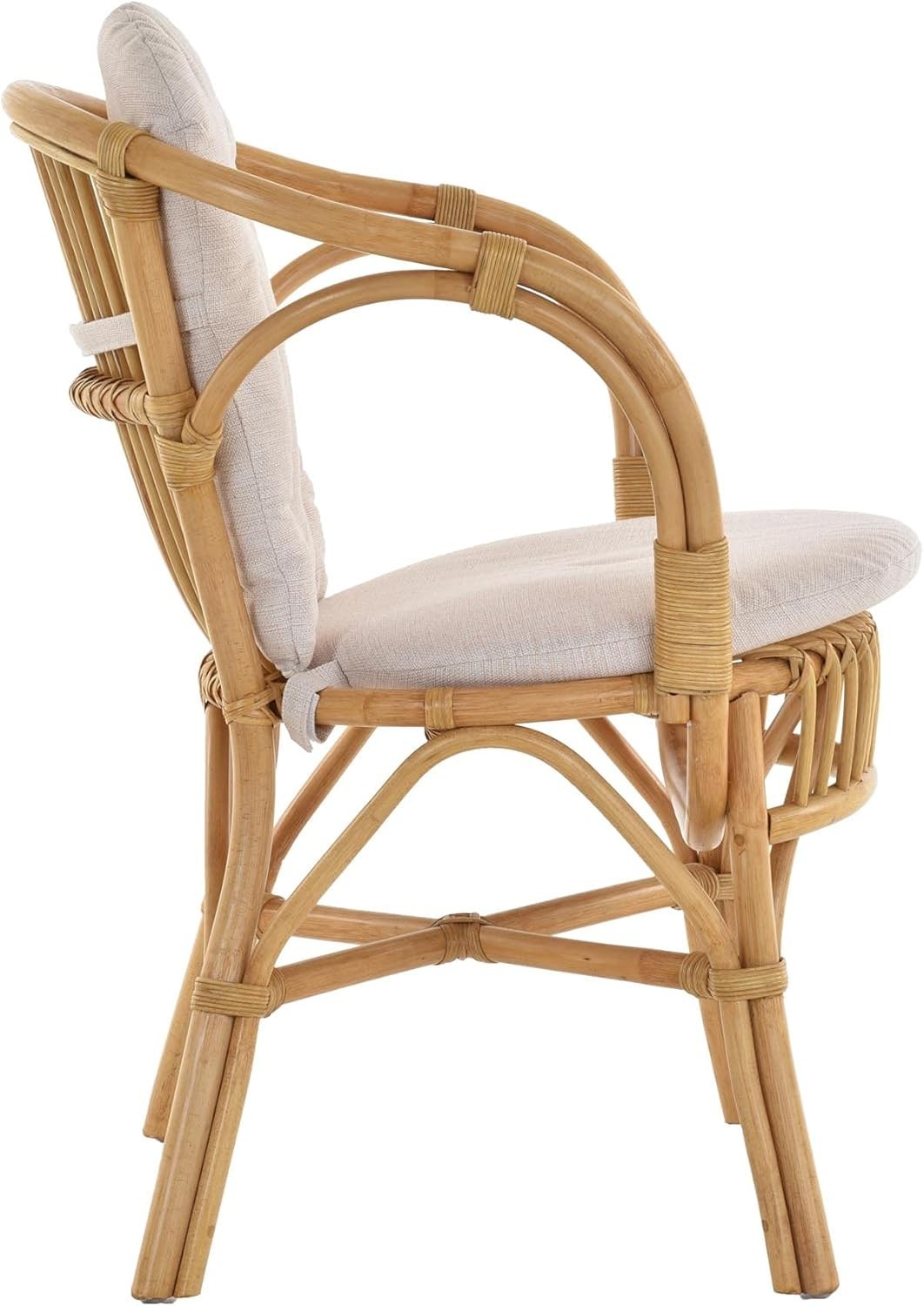 Natural Rattan Armchair With Cushion Honey Finish Indoor Wicker Lounge Chair