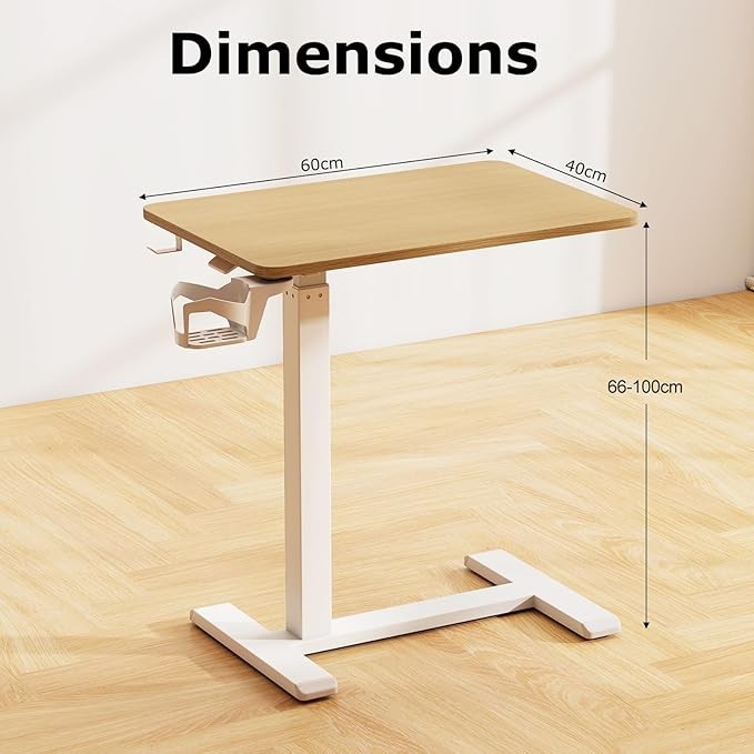 Height Adjustable Standing Desk Mobile Laptop Desk with Wheels Cup Holder