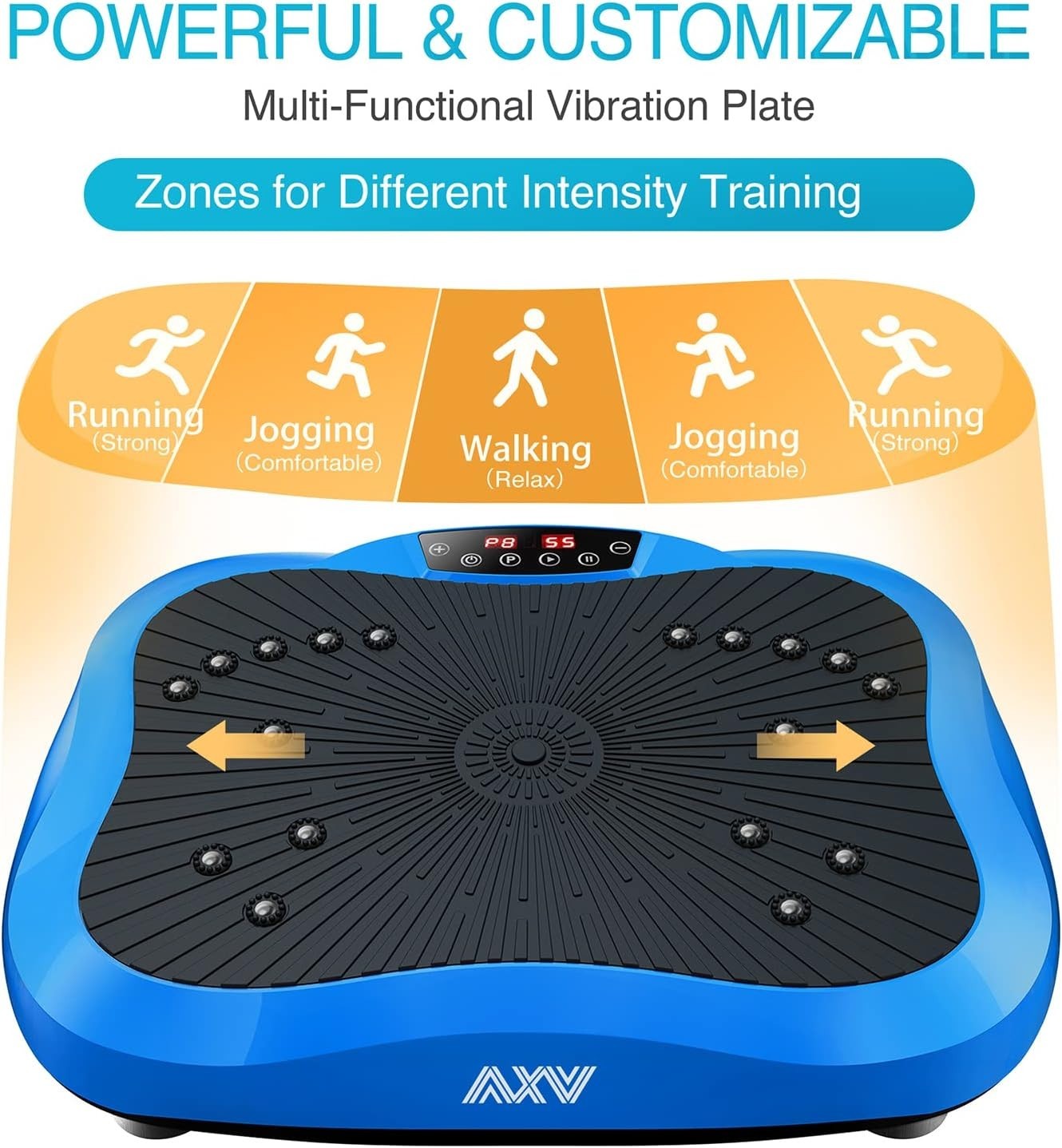 Blue Compact Vibration Plate Exercise Machine 99 Speeds Lymphatic Drainage