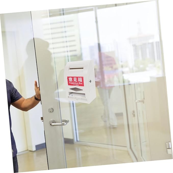 Lockable Wall Mount Mailbox White ABS Secure Suggestion Box for Home Office Use