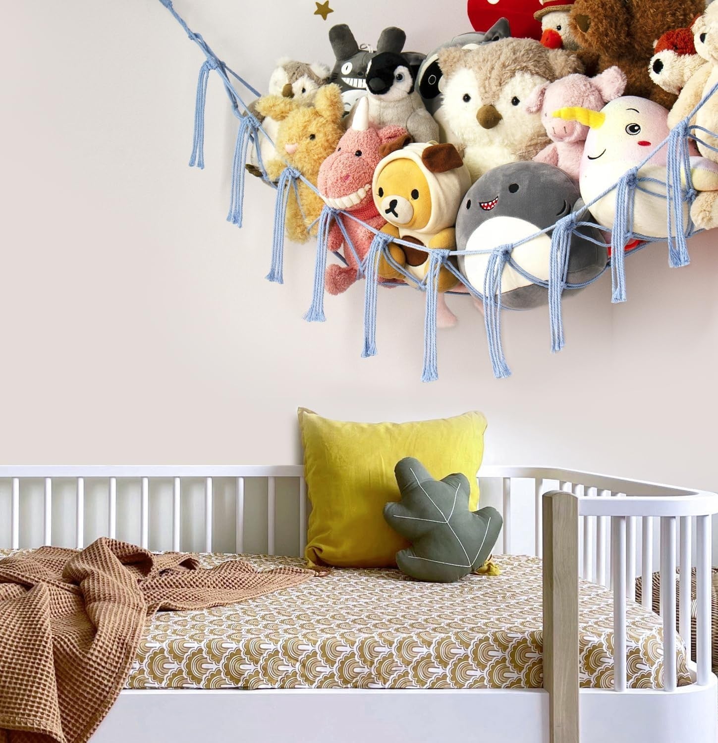 Toy Hammock for Stuffed Animals – Soft Cotton Net Storage, Boho Nursery Decor