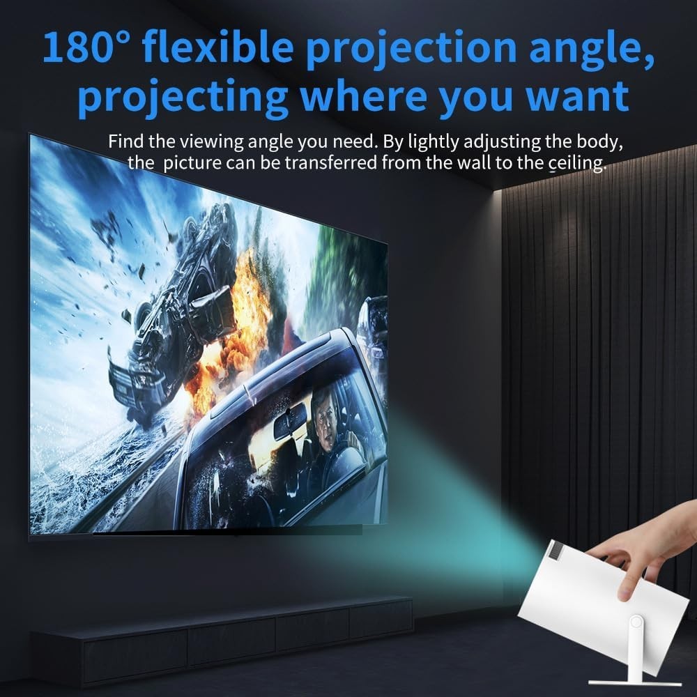 Smart Game Projector 1080P 4K WiFi 6 Bluetooth Android Auto Focus 180°