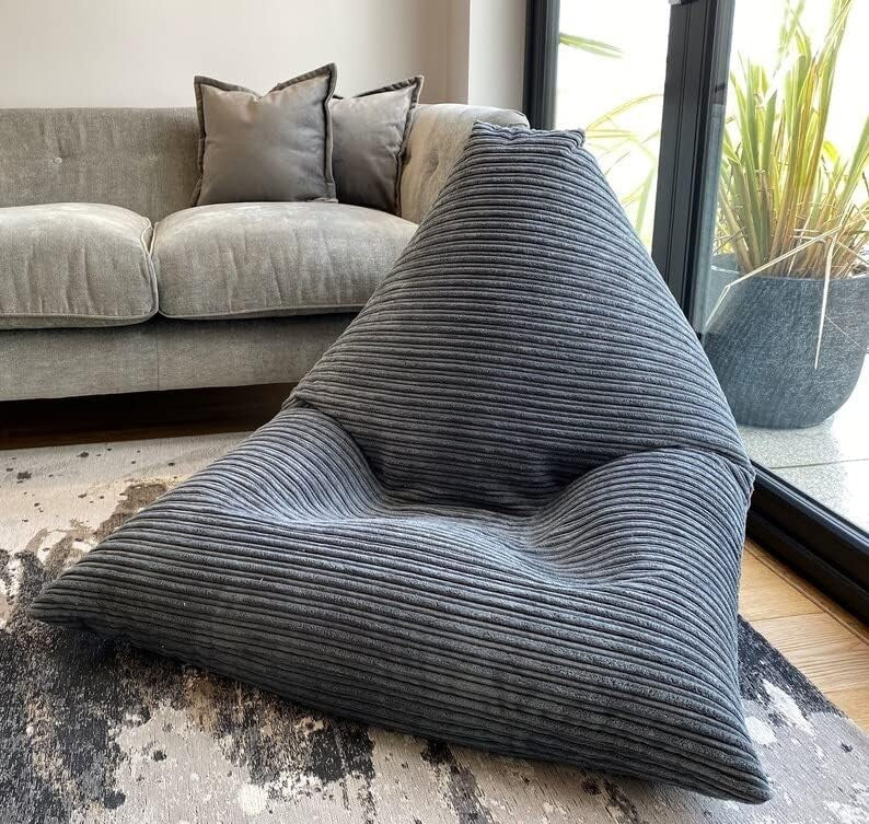 Jumbo Cord Bean Bag Chair Large Triangular Adult Lounge Seat Durable Comfort