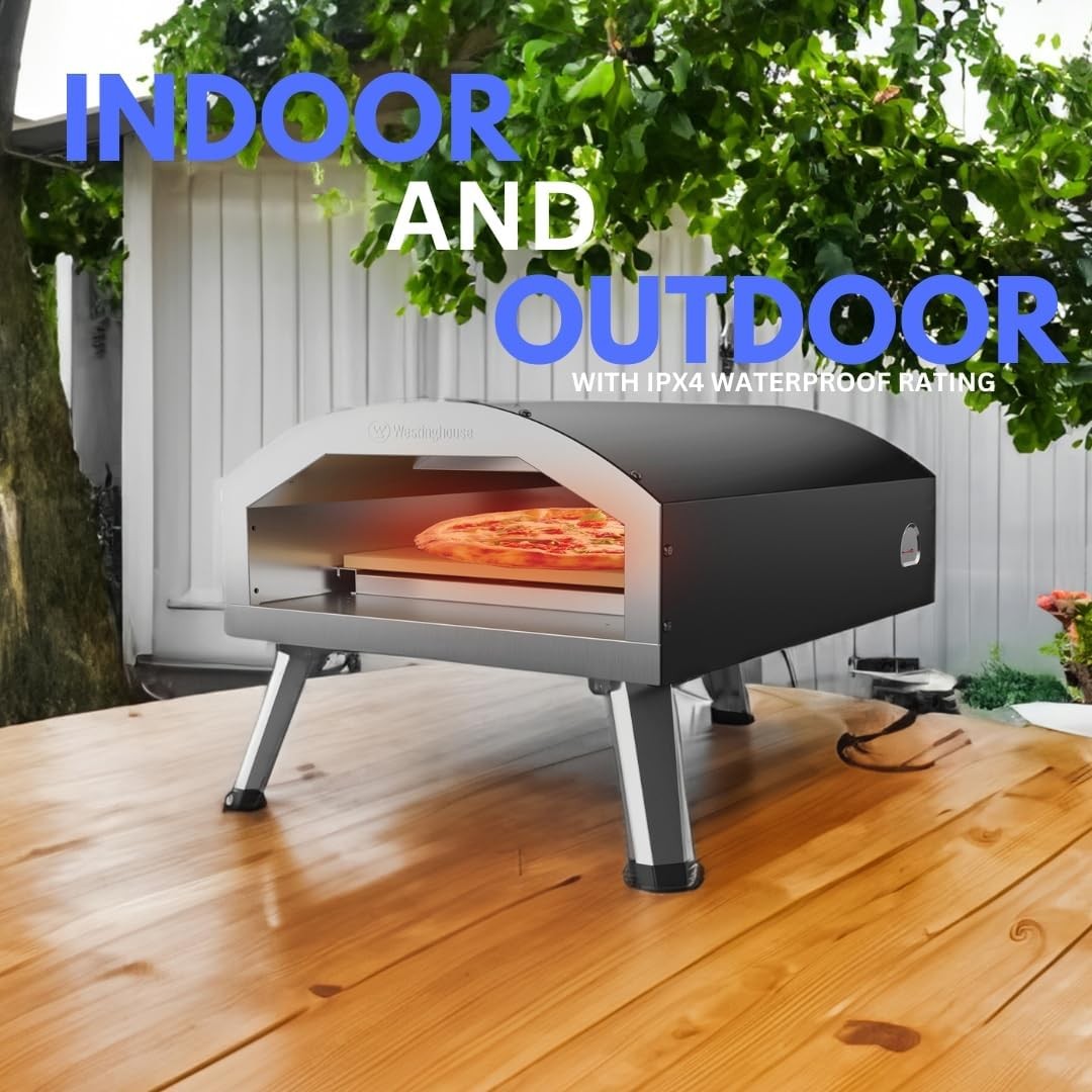 Electric Pizza Oven 12" | Indoor Outdoor BBQ Pizza Maker w/ Stone Plate 2200W