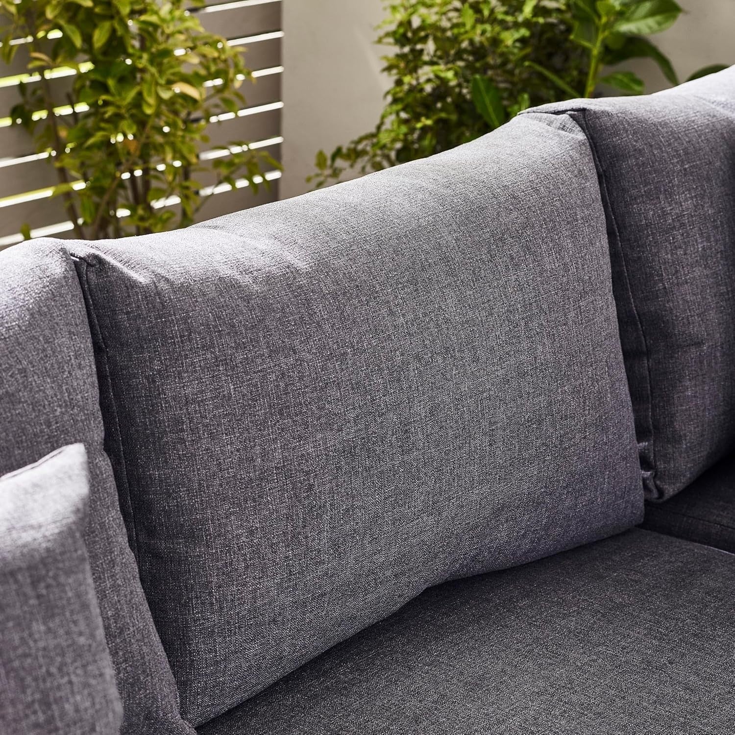 6-Seater Outdoor Corner Sofa Set Grey Metal Rattan Garden Lounge