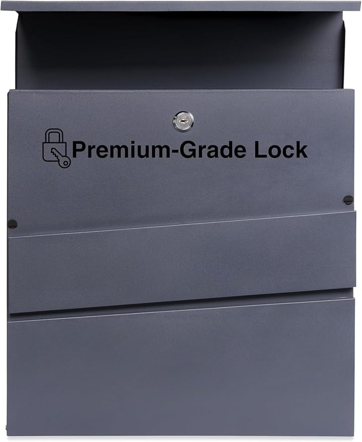 Lockable Wall Mounted Mailbox with Newspaper Holder – Rustproof Steel
