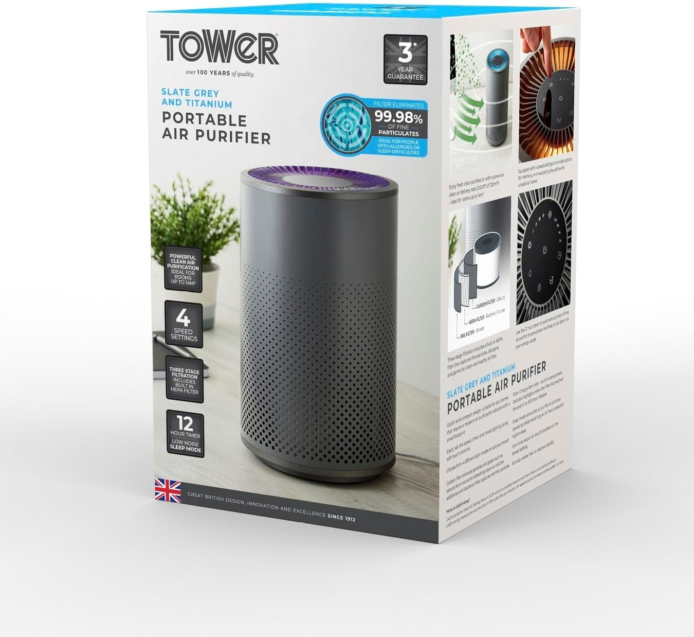 Quiet Desktop HEPA 13 Air Purifier for Allergies Sleep Mode Timer 14m²