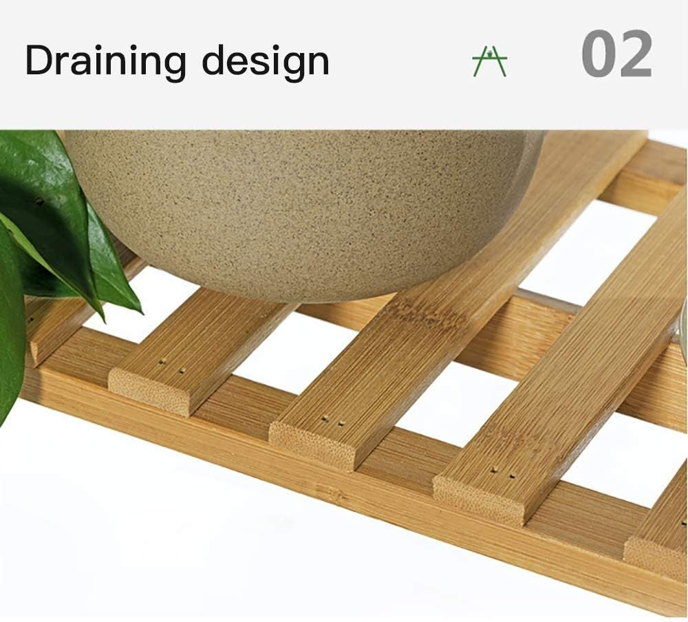 3 Tier Bamboo Plant Stand with Hanging Bar | Foldable Indoor Outdoor Ladder Shel