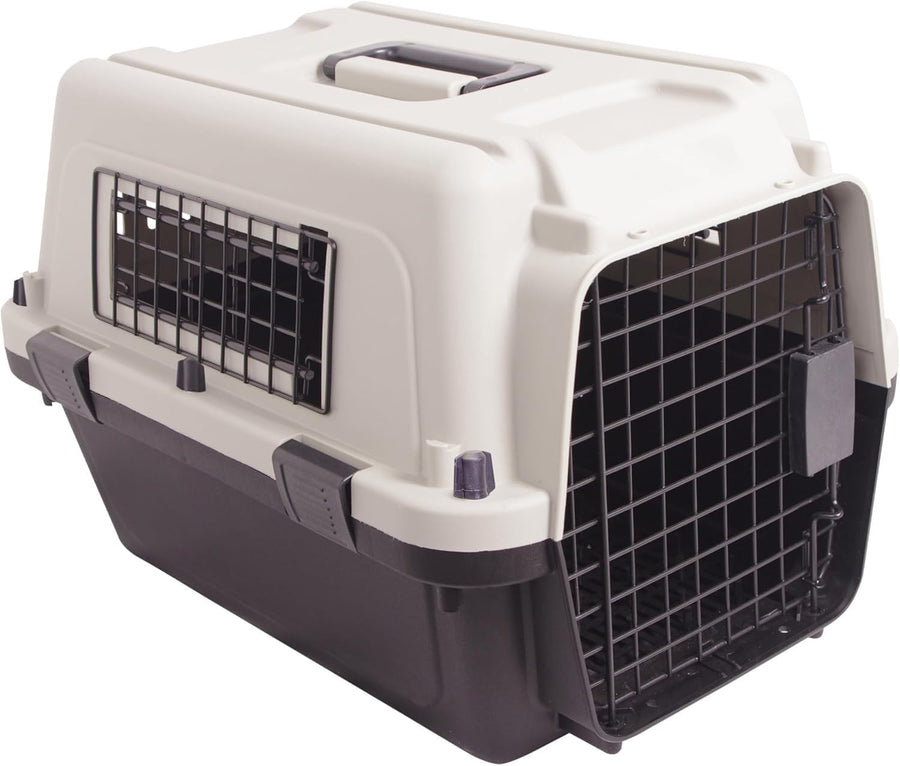Portable Durable Plastic Dog Cat Travel Crate with Wire Door – Collapsible