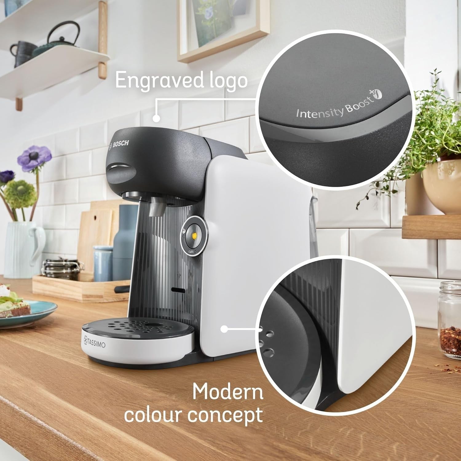 Pod Coffee Machine with Intensity Boost | One-Touch Brewing | Compact 0.7L White