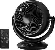 8-Inch Black Air Circulator Fan – 3-Speed Remote Controlled Silent Desk Fan
