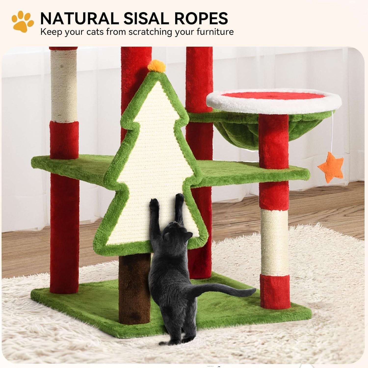 Cat Tree Tower 137cm Level Condo Hammock Sisal Scratching Posts