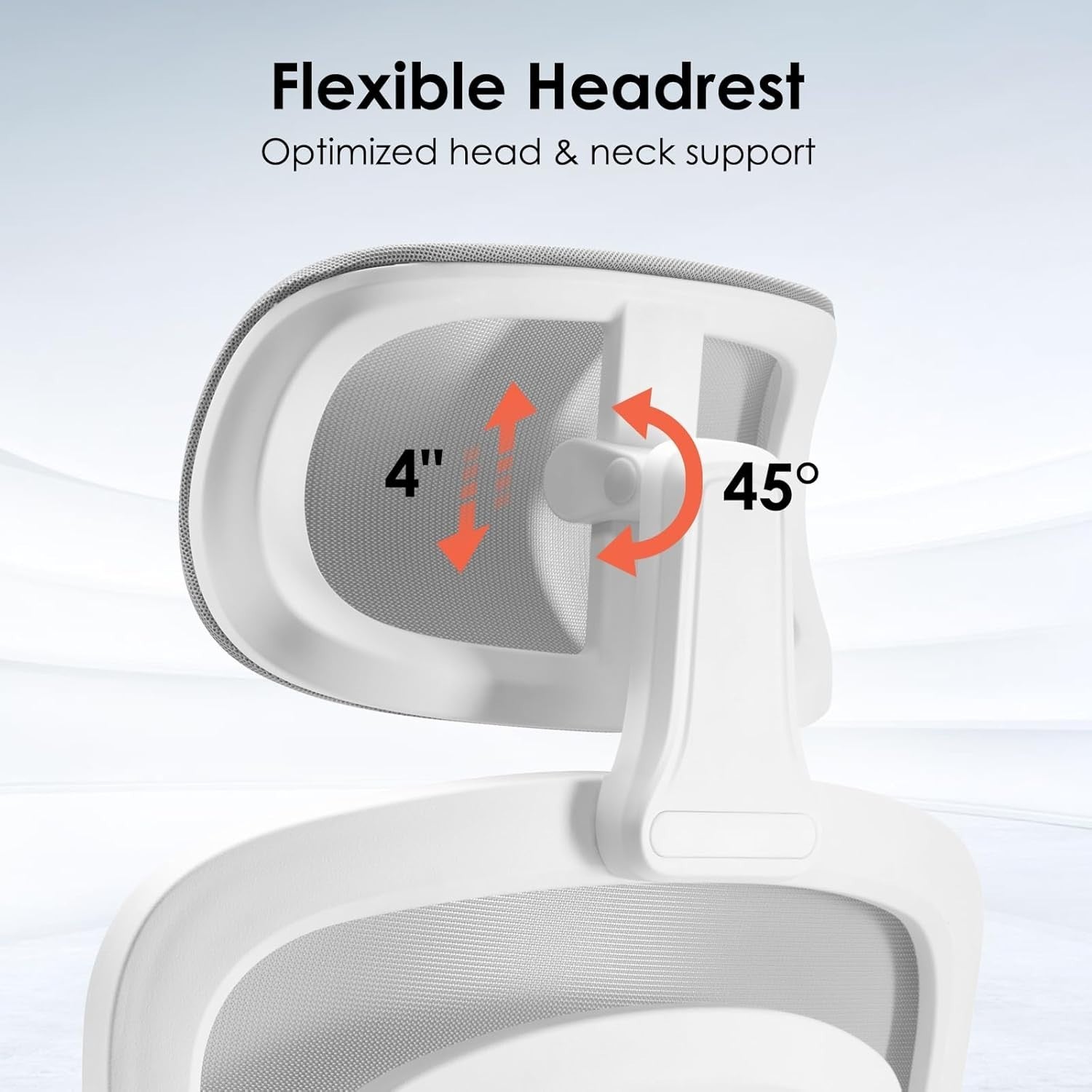 Ergonomic Office Chair Mesh Swivel Desk w/ Headrest Flip-Up Arms White/Gray 14kg