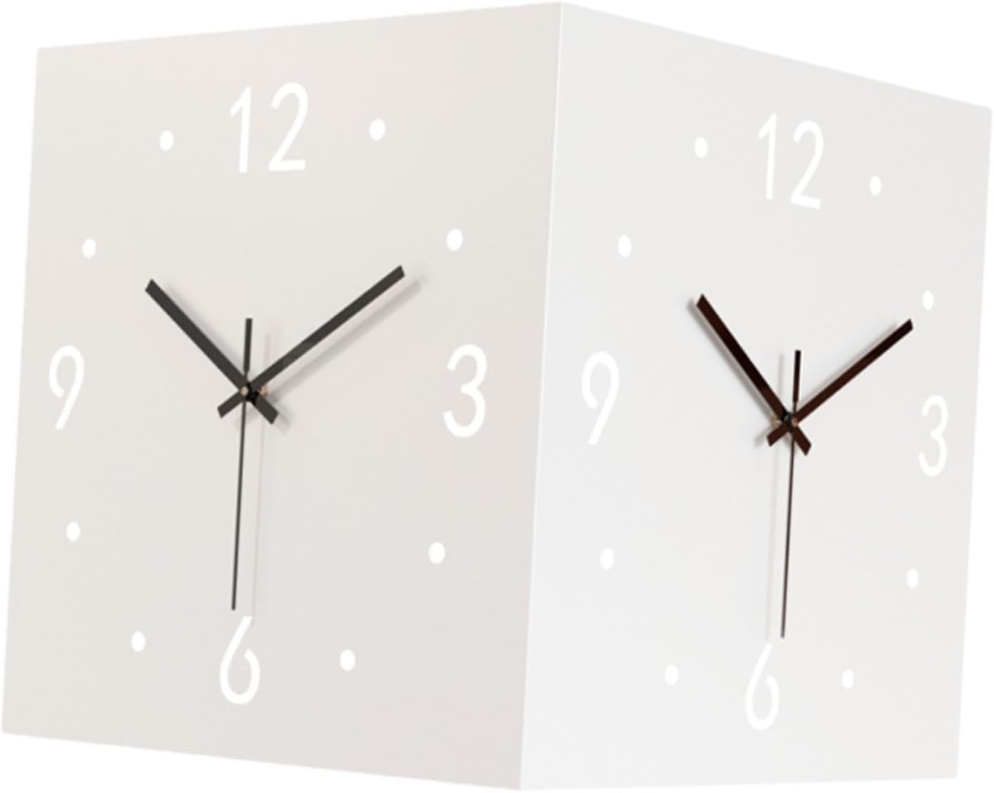 Double Sided Corner Wall Clock Modern Silent Cube Design for Hallway Office