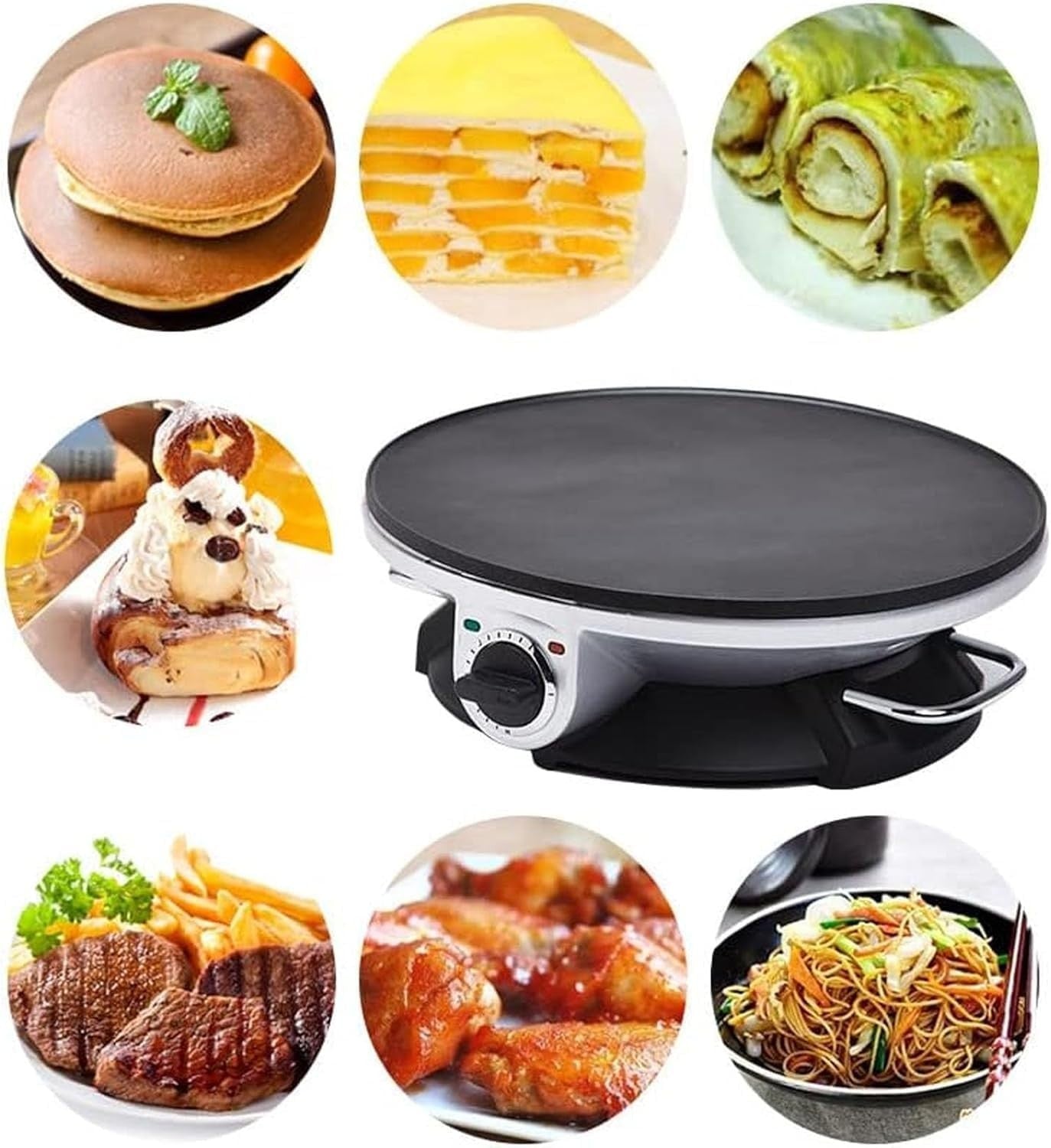1200W Electric Crepe Maker 13" | Non-Stick Pancake & Roti Machine