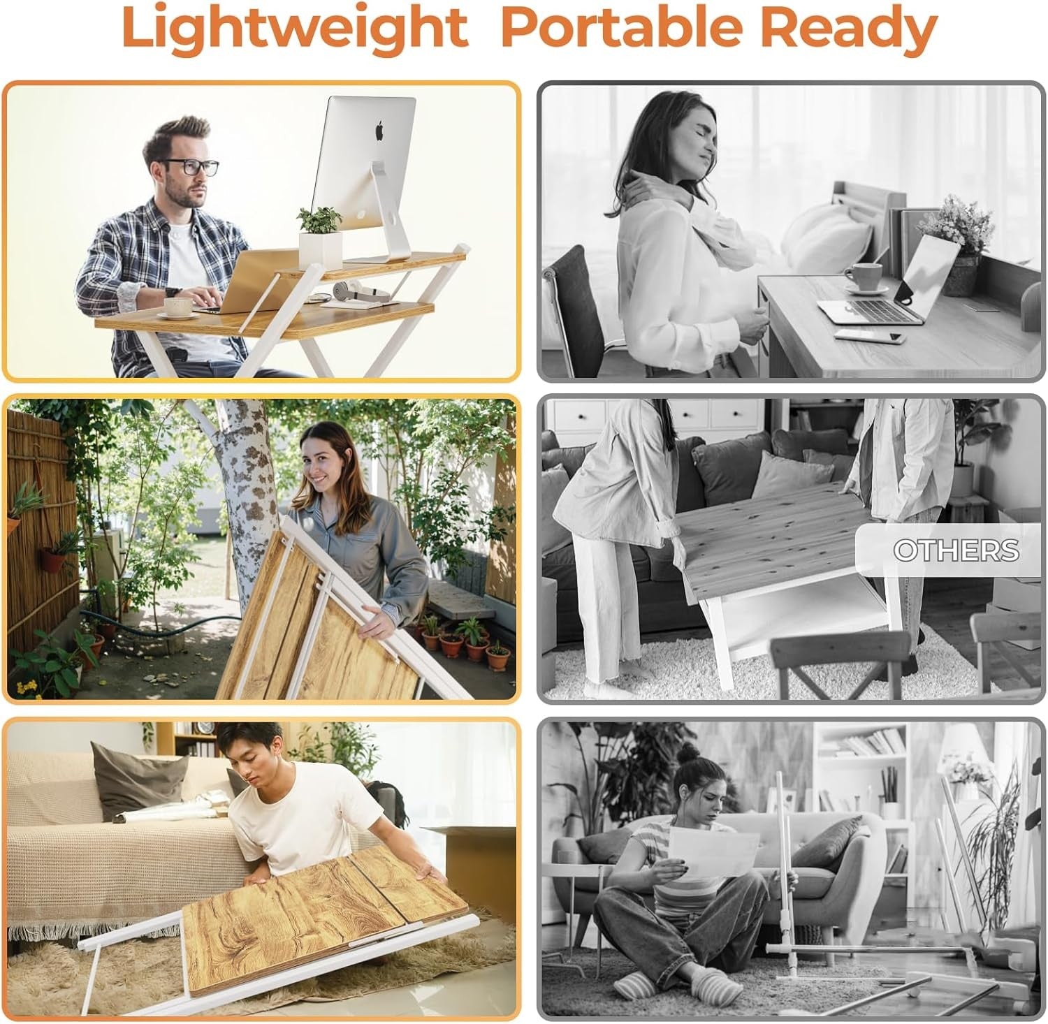 Foldable Computer Desk Small Space with Monitor Shelf No Assembly Oak