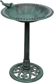 Decorative Bird Bath Green Garden Feature Durable Weatherproof Outdoor