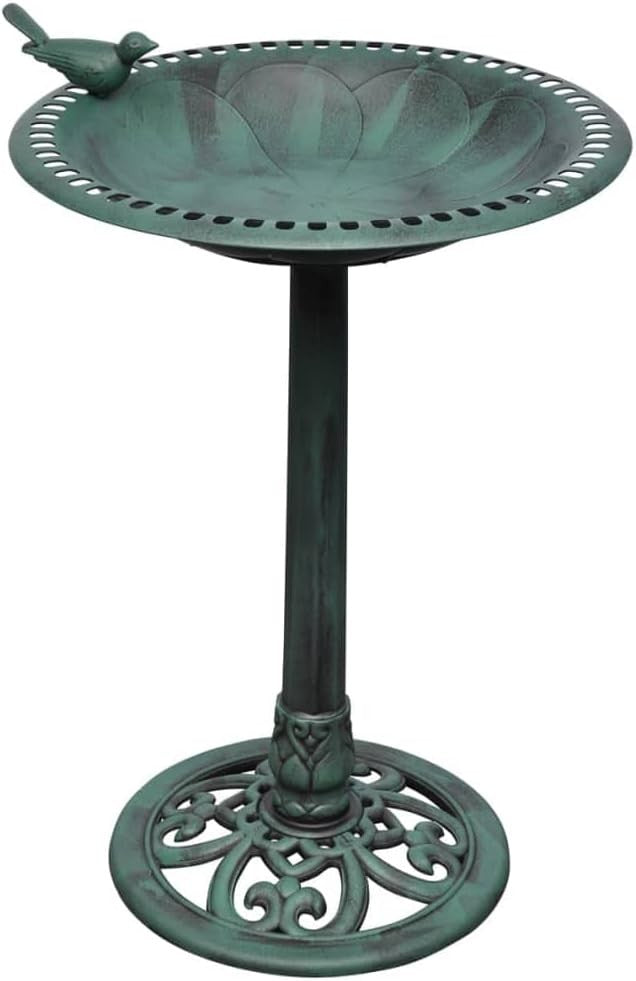 Decorative Bird Bath Green Garden Feature Durable Weatherproof Outdoor