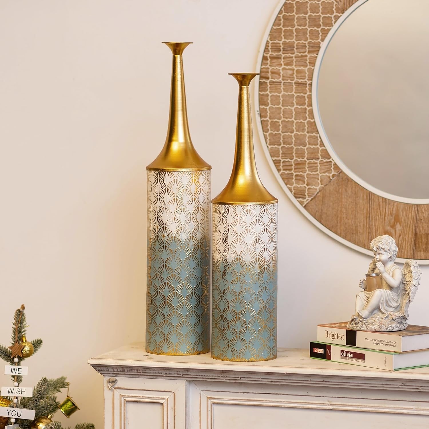 Extra Large Tall Floor Vases Set Metal Pampas Vase Modern Living Room Decor