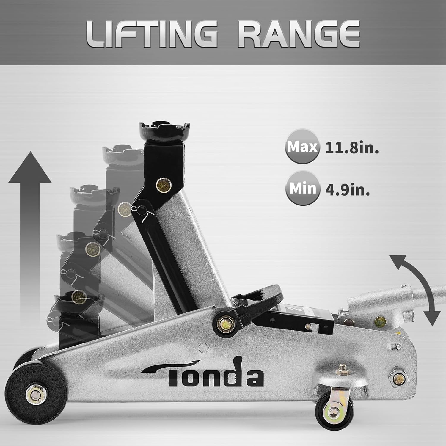 2 Ton Hydraulic Trolley Jack Compact Car Floor Jack 4.9–11.8" Lift for Sedans